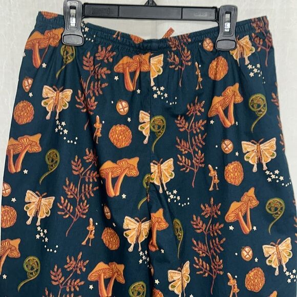 THEIR NIBS S-XL Dark Blue Orange Autumn Cotton Short Sleeve Crop Pants PJ Set - Picture 12 of 16